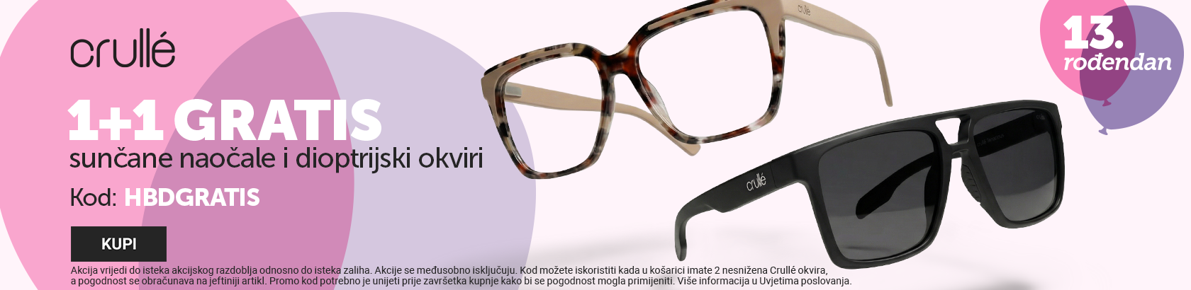 Naočale Crullé 1+1 GRATIS