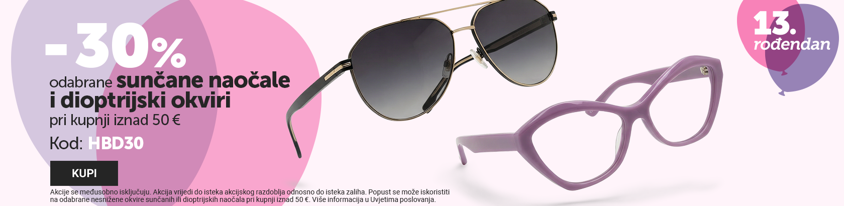 Izbrane znamke 30% off sonce ali korekcija nad 50 €