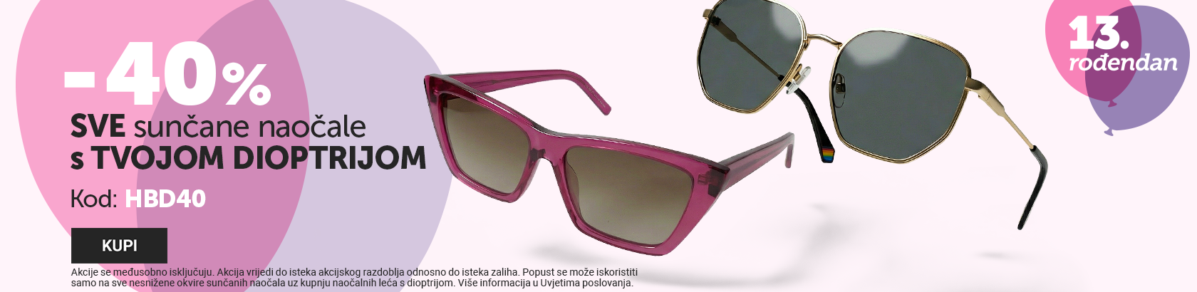 -40% vsa sončna očala z dioptrijo ob nakupu očalnih leč z dioptrijo