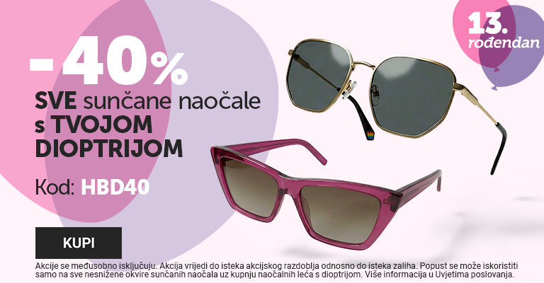 -40% vsa sončna očala z dioptrijo ob nakupu očalnih leč z dioptrijo